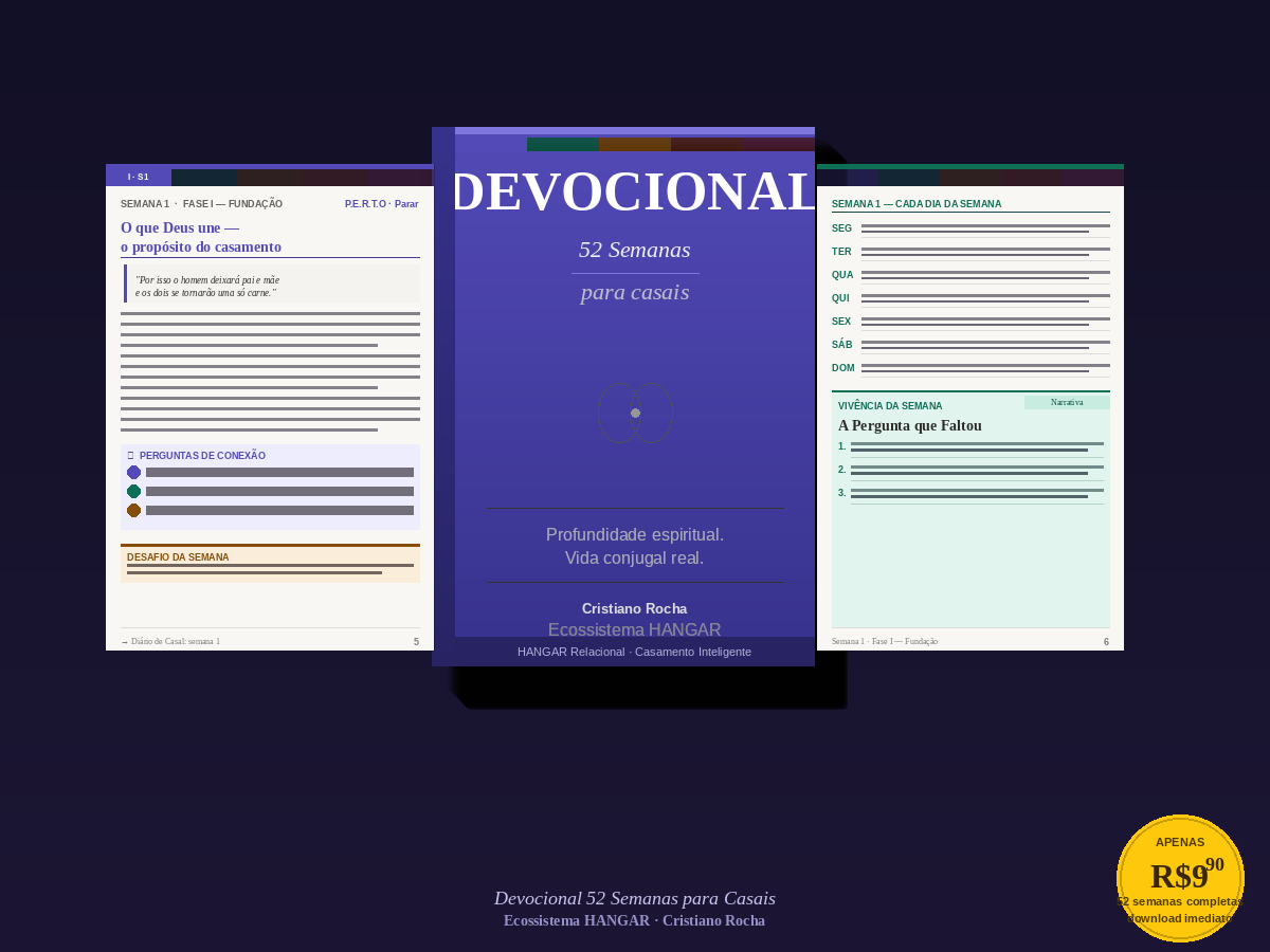 Devocional 52 Semanas para Casais — frente e verso abertos